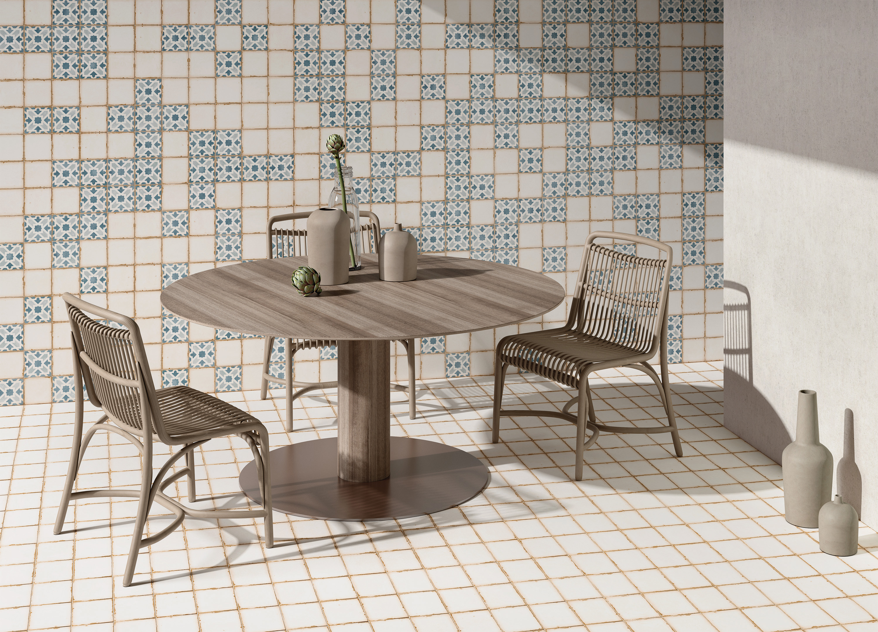 Wall and floor tiles from the Casablanca collection by Harmony. 